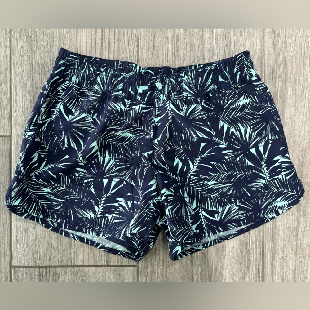 PFG Columbia Tamiami Shorts, Navy/Teal Palm Trees, Size Small, EUC